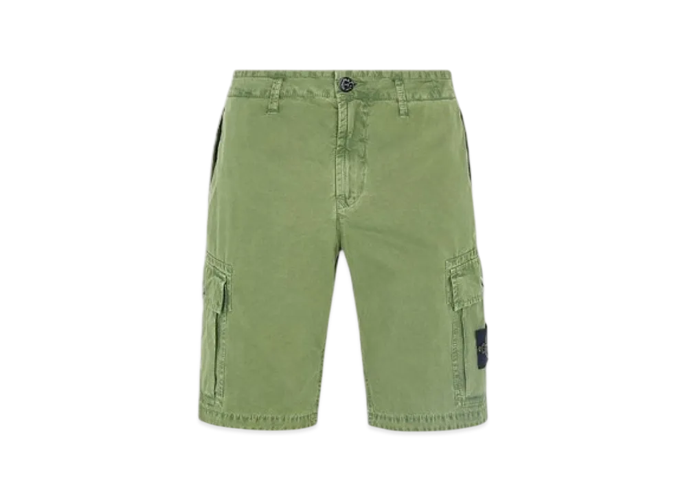 Stone Island L11WA Brushed Cotton Canvas Garment Dyed Bermuda Shorts - 22SS "Olive Green"