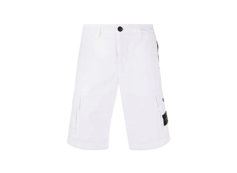 Stone Island L11WA Brushed Cotton Canvas Garment Dyed Bermuda Shorts - 22SS "White"