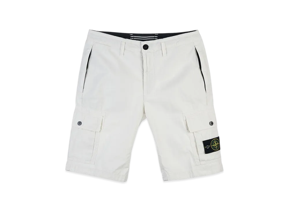 Stone Island L11WA Brushed Cotton Canvas Garment Dyed Bermuda Shorts - 22SS "Ice"