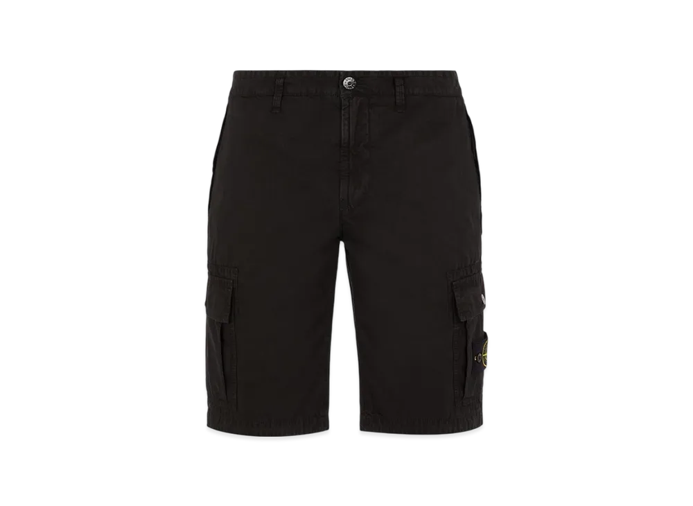 Stone Island L11WA Brushed Cotton Canvas Garment Dyed Bermuda Shorts - 22SS "Black"
