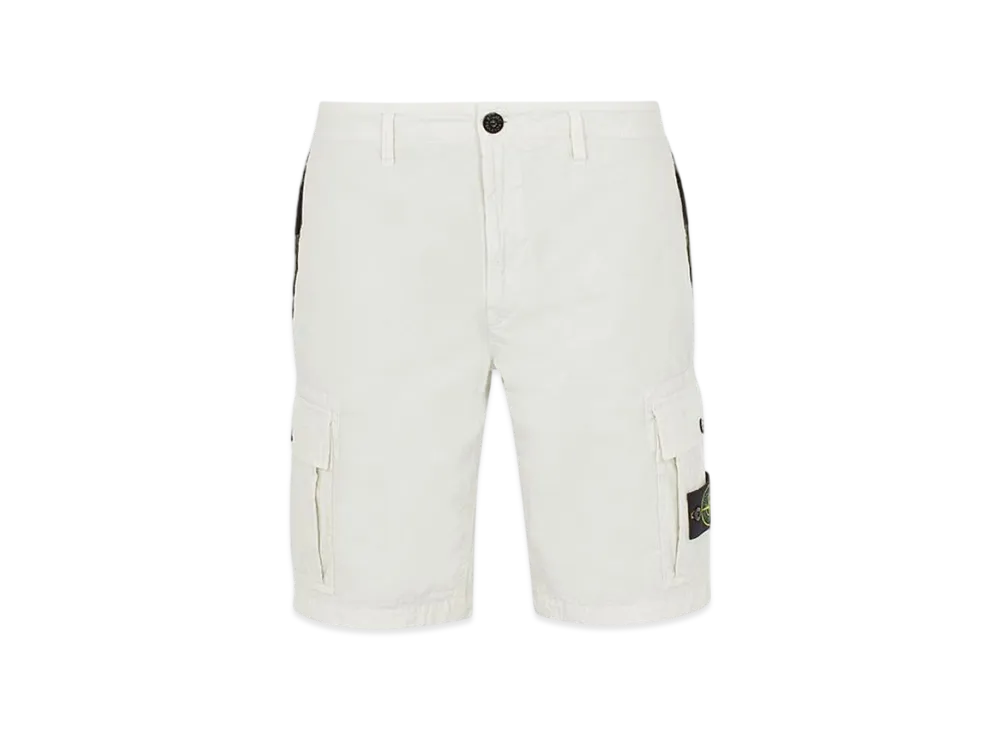 Stone Island L1119 Cotton Twill Bermuda Cargo Shorts - 22SS "White"