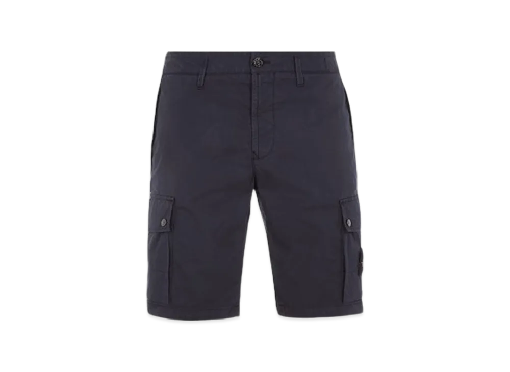 Stone Island L1110 Supima Cotton Twill Stretch-TC Slim Fit Cargo Bermuda Shorts - 24SS "Blue"