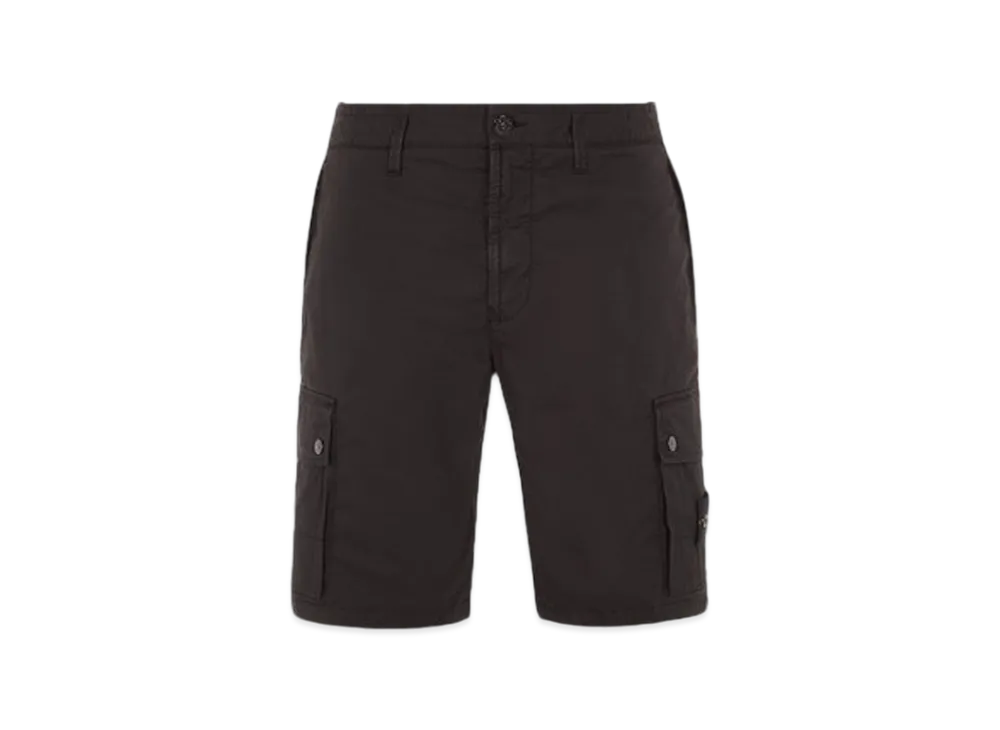 Stone Island L1110 Supima Cotton Twill Stretch-TC Slim Fit Cargo Bermuda Shorts - 24SS "Black"