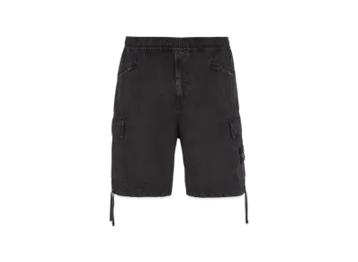 Stone Island L10WA Brushed Cotton Canvas Garment Dyed Old Effect Shorts - 22SS "Black"
