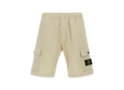 Stone Island L100L03 Organic Stretch Cotton Satin Regular Fit Cargo Bermuda Shorts - 25SS "Sand"