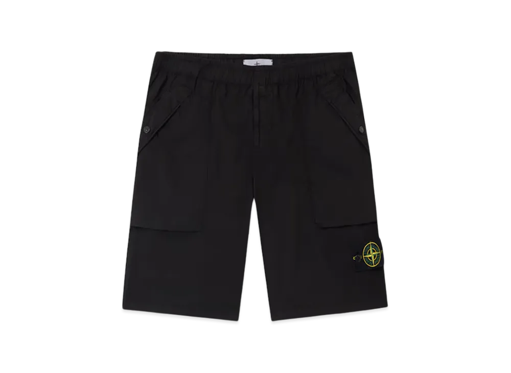 Stone Island L100009 Stretch Cotton Tela Paracadute Comfort Fit Bermuda Shorts - 25SS "Black"