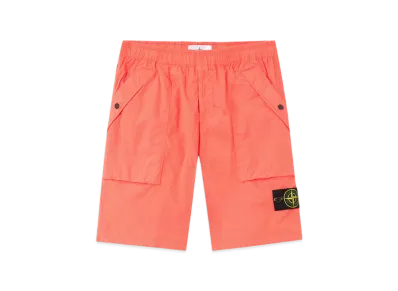 Stone Island L100009 Stretch Cotton Tela Paracadute Comfort Fit Bermuda Shorts with Large Pockets - 25SS "Papaya"