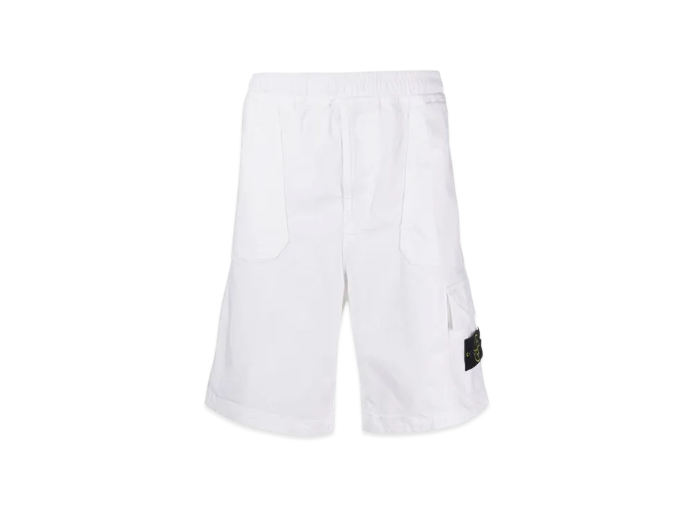 Stone Island L0904 Old Treatment Cargo Bermuda Shorts - 23SS "White"