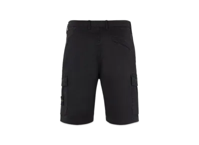 Stone Island L0804 Stretch Broken Twill Garment Dyed Cargo Bermuda Shorts - 22SS "Black"