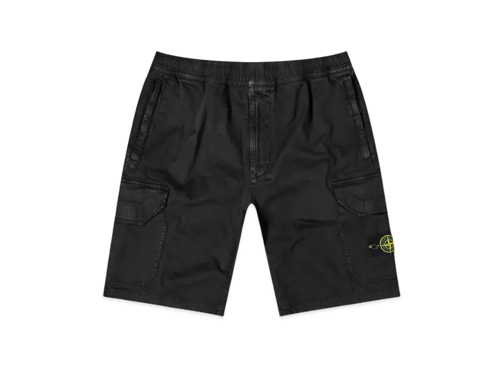 Stone Island L0804 Stretch Broken Twill Cargo Shorts Elasticated Waist- 20SS "Black"