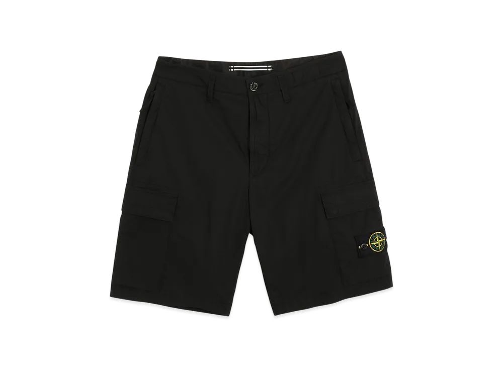 Stone Island L0803 Stretch Cotton Tela Paracadute Garment Dyed Cargo Bermuda Shorts - 22SS "Black"
