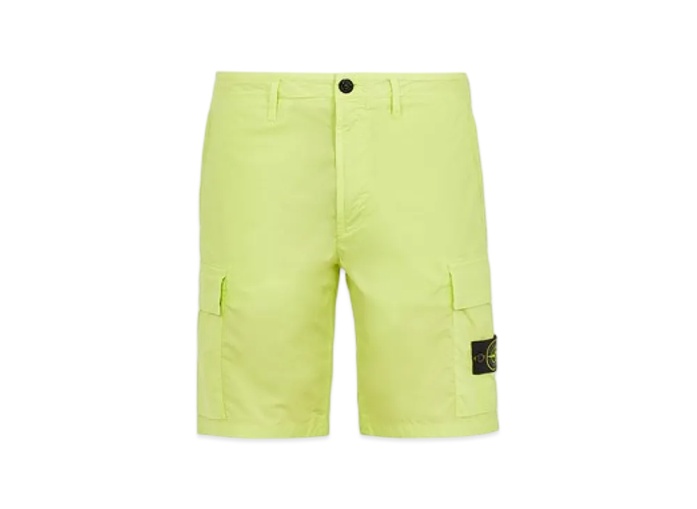 Stone Island L0803 Stretch Cotton Tela Paracadute Garment Dyed Cargo Bermuda Shorts - 22SS "Lemon"