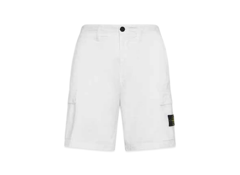 Stone Island L0803 Stretch Cotton Tela Paracadute Garment Dyed Cargo Bermuda Shorts - 22SS "White"