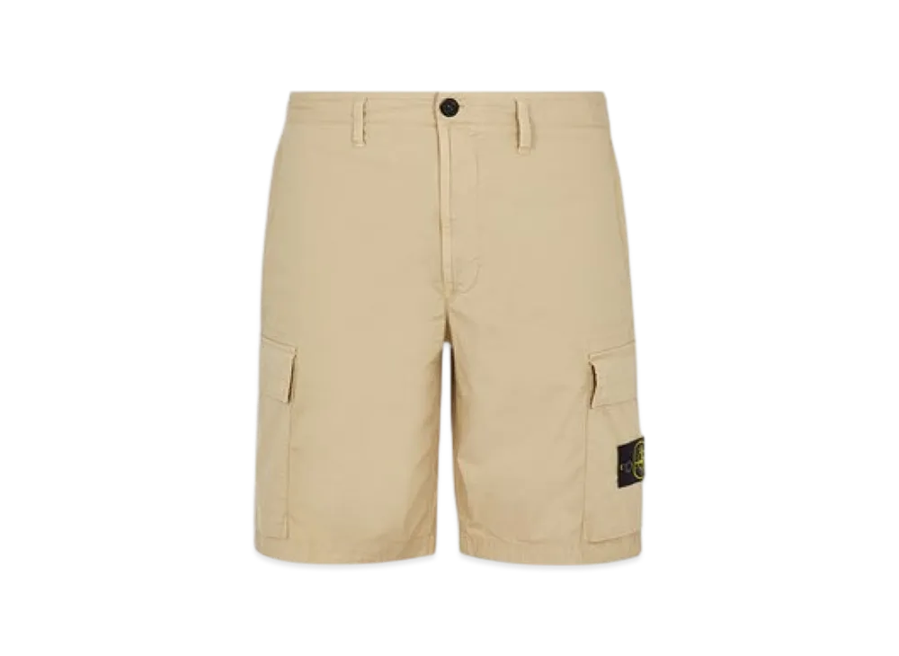 Stone Island L0803 Stretch Cotton Tela Paracadute Garment Dyed Cargo Bermuda Shorts - 22SS "Beige"
