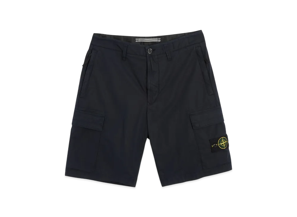Stone Island L0803 Stretch Cotton Tela Paracadute Garment Dyed Cargo Bermuda Shorts - 22SS "Navy Blue"