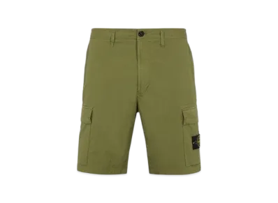Stone Island L0803 Stretch Cotton Tela Paracadute Garment Dyed Cargo Bermuda Shorts - 22SS "Olive Green"