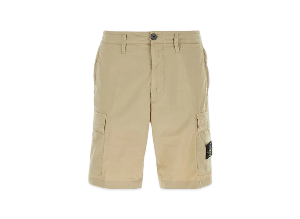 Stone Island L0803 Stretch Cotton Canvas Garment Dyed Cargo Bermuda Shorts - 24SS "Sand"