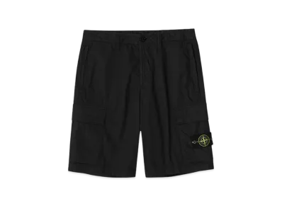 Stone Island L0803 Stretch Cotton Canvas Garment Dyed Cargo Bermuda Shorts - 24SS "Black"