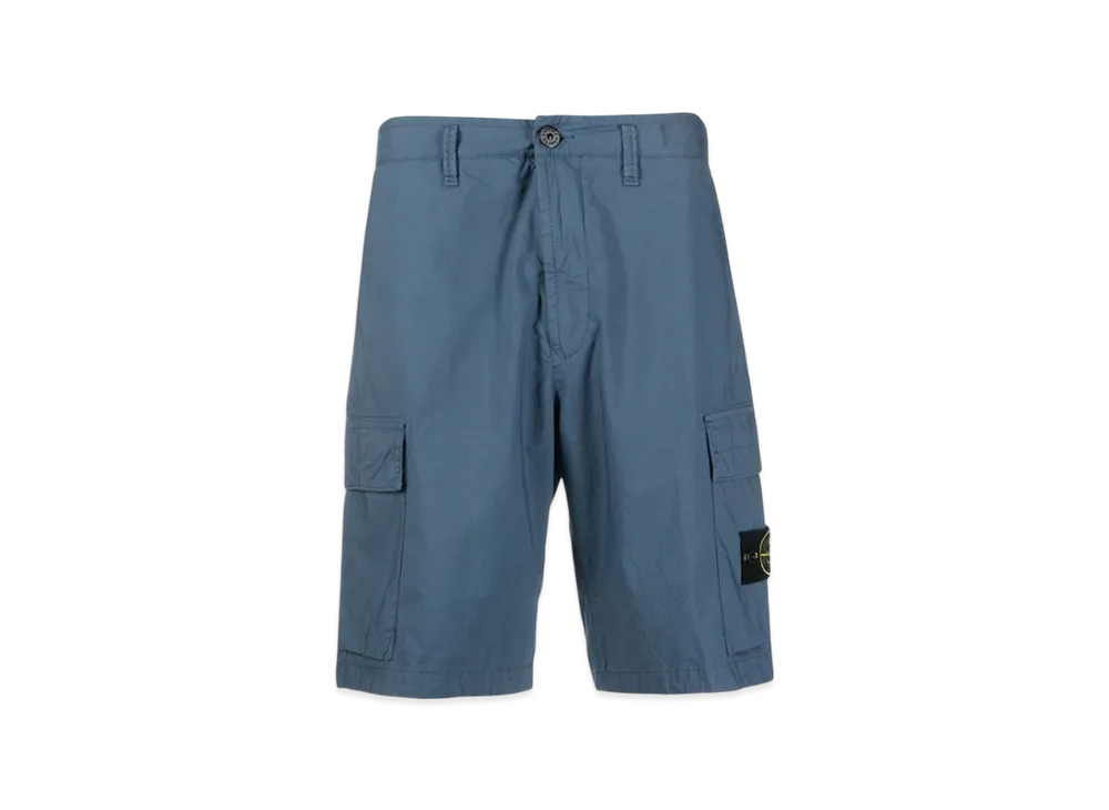 Stone Island L0803 Stretch Cotton Canvas Garment Dyed Cargo Bermuda Shorts - 23SS "Avio Blue"
