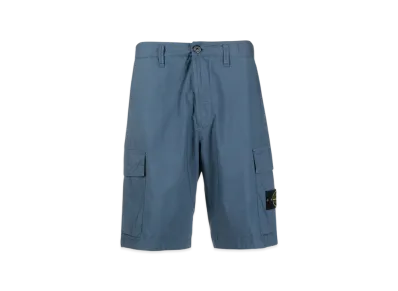Stone Island L0803 Stretch Cotton Canvas Garment Dyed Cargo Bermuda Shorts - 23SS "Avio Blue"