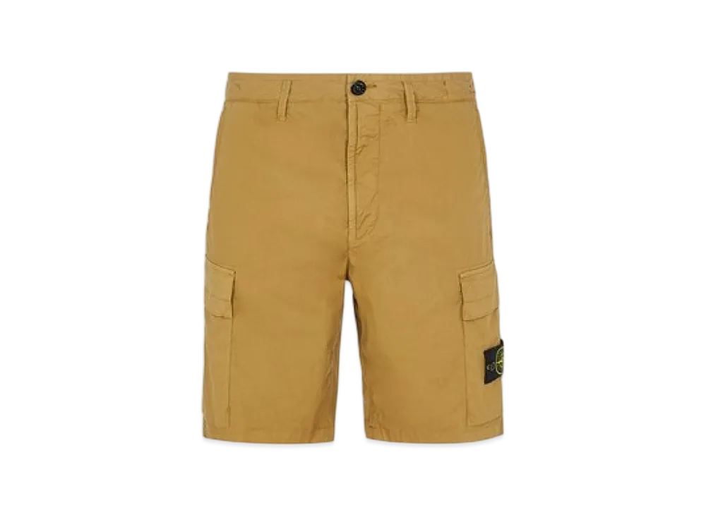 Stone Island L0803 Stretch Cotton Canvas Garment Dyed Cargo Bermuda Shorts - 23SS "Dark Beige"