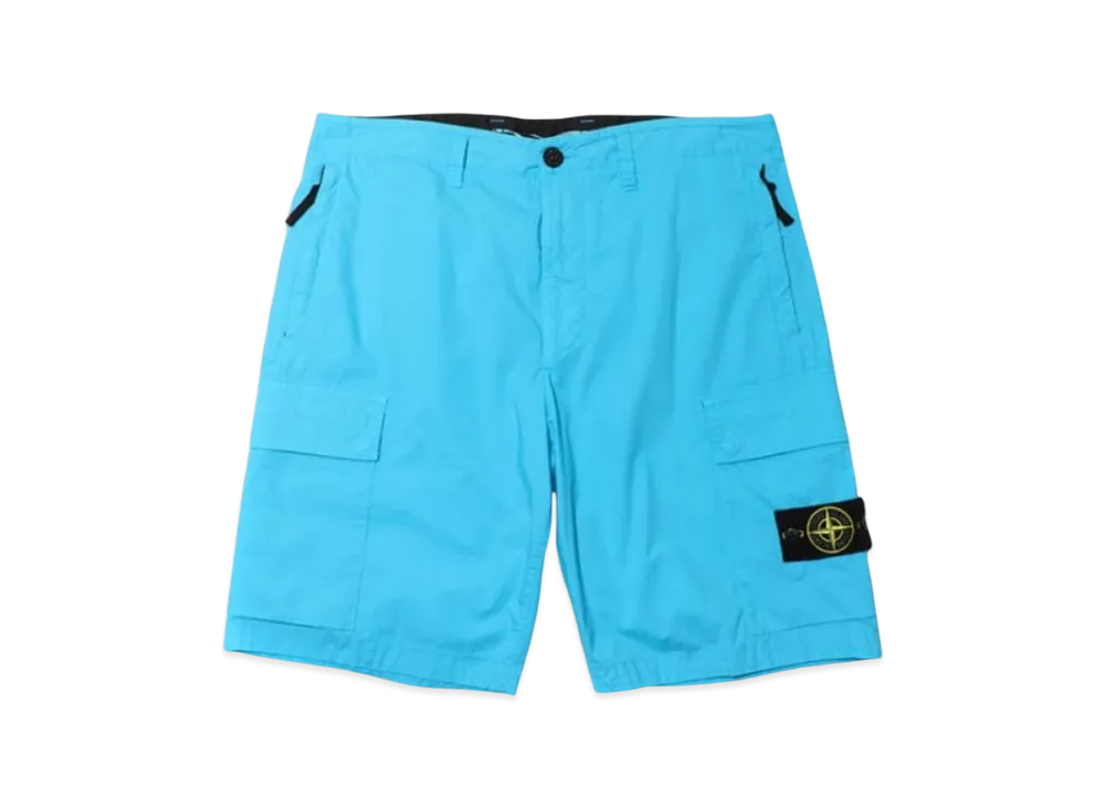 Stone Island L0803 Stretch Cotton Canvas Garment Dyed Cargo Bermuda Shorts - 23SS "Turquoise"