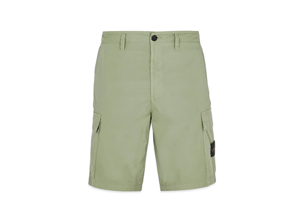 Stone Island L0803 Stretch Cotton Canvas Garment Dyed Cargo Bermuda Shorts - 23SS "Sage Green"