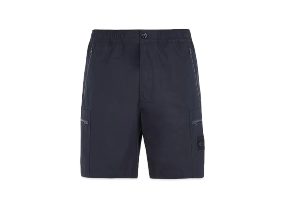 Stone Island L07F1 Weatherproof Cotton Canvas Ghost Piece Cargo Bermuda Shorts Comfort Fit - 24SS "Blue"