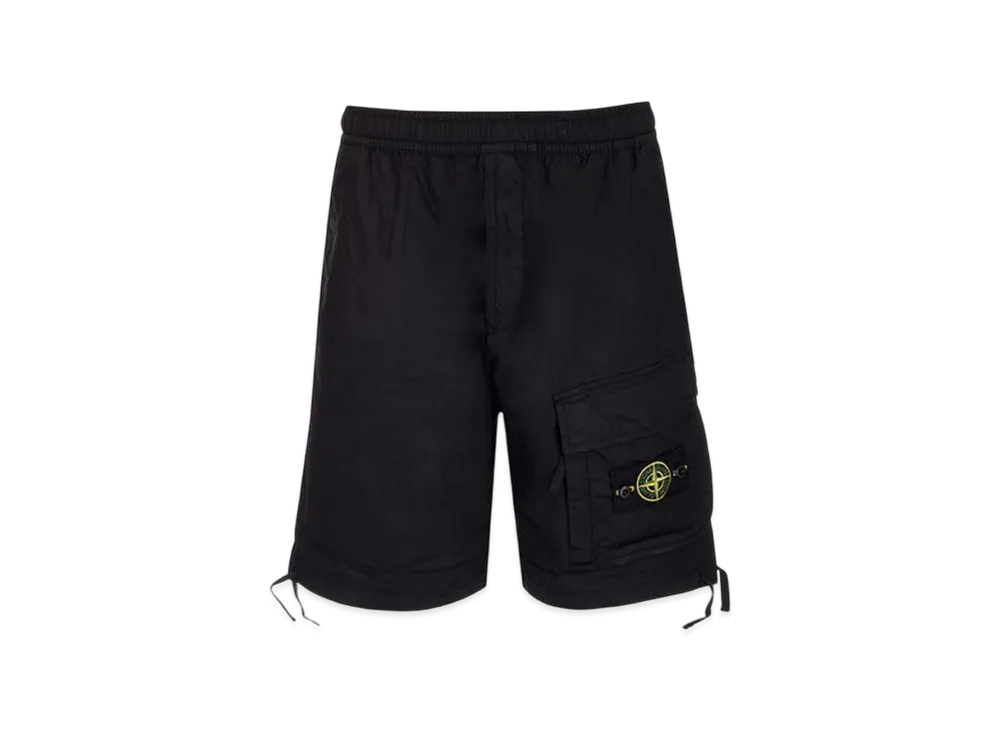 Stone Island L0703 Stretch Cotton Tela Paracadute Garment Dyed Bermuda Shorts - 22SS "Black"