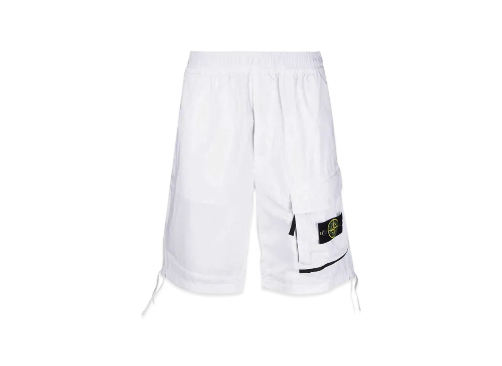 Stone Island L0703 Stretch Cotton Tela Paracadute Garment Dyed Bermuda Shorts - 22SS "White"