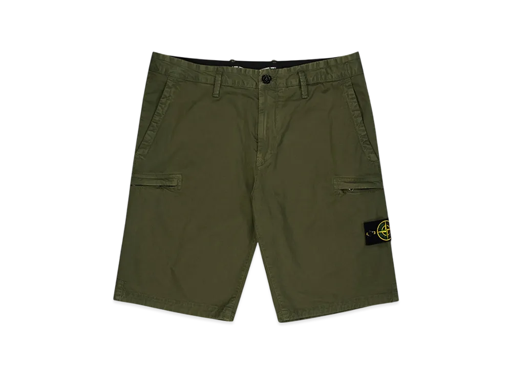 Stone Island L0504 Stretch Broken Twill Garment Dyed Shorts - 21SS "Olive Green"
