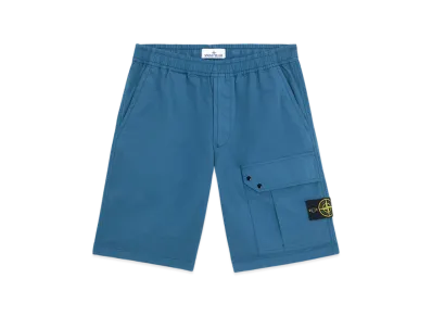 Stone Island L0110 Supima Cotton Twill Stretch TC Cargo Bermuda Shorts with Drawstring - 24FW "Avio Blue"