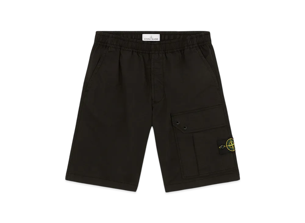 Stone Island L0110 Supima Cotton Twill Stretch TC Cargo Bermuda Shorts with Drawstring - 24FW "Black"