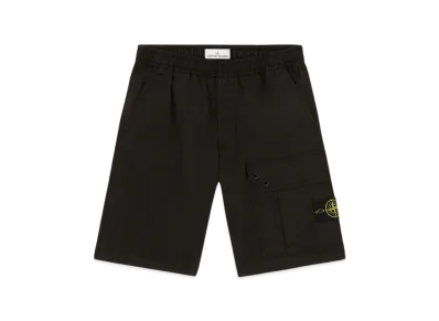 Stone Island L0110 Supima Cotton Twill Stretch TC Cargo Bermuda Shorts with Drawstring - 24FW "Black"