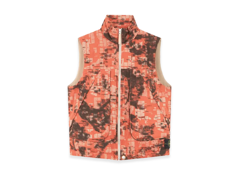 Stone Island G13E2 Camouflage Cotton Canvas Down Vest with Zipper and Anti-Drop - 24FW "Orange"