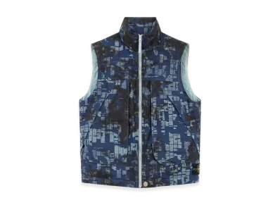 Stone Island G13E2 Camouflage Cotton Canvas Down Vest with Zipper and Anti-Drop - 24FW "Mid Blue"