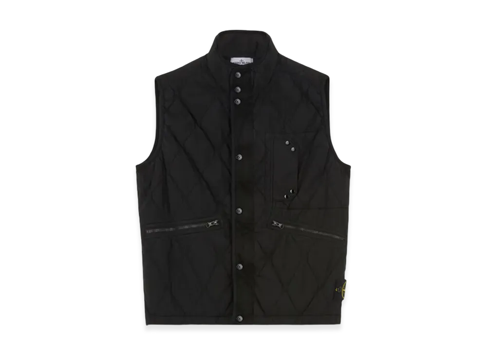 Stone Island G1033 50 Fili Nylon Cotton Zip Vest with Anti Drop - 24FW "Black"
