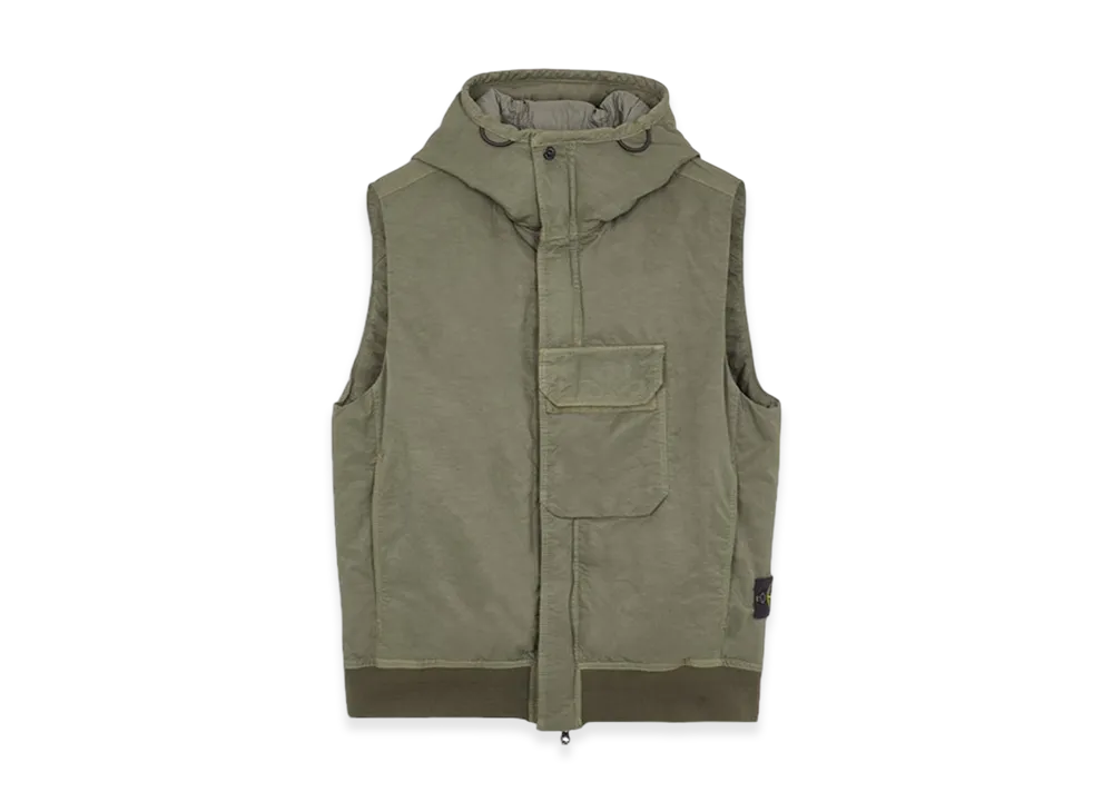 Stone Island G1021 Opaque Nylon Twill Down Hooded Vest - 23FW "Olive Green"