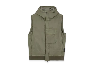 Stone Island G1021 Opaque Nylon Twill Down Hooded Vest - 23FW "Olive Green"