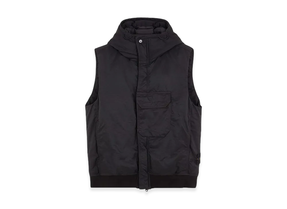 ストーンアイランド G1021 オパーク ナイロン ツイル ダウン フーデッドベスト - 23FW "ブラック"