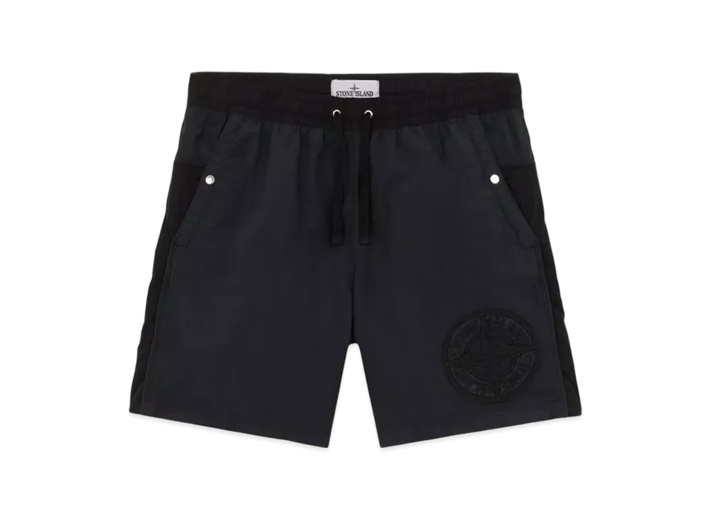 Stone Island B01M4 Brushed Nylon Swim Trunks with Zipper Pocket - 24FW "Black"