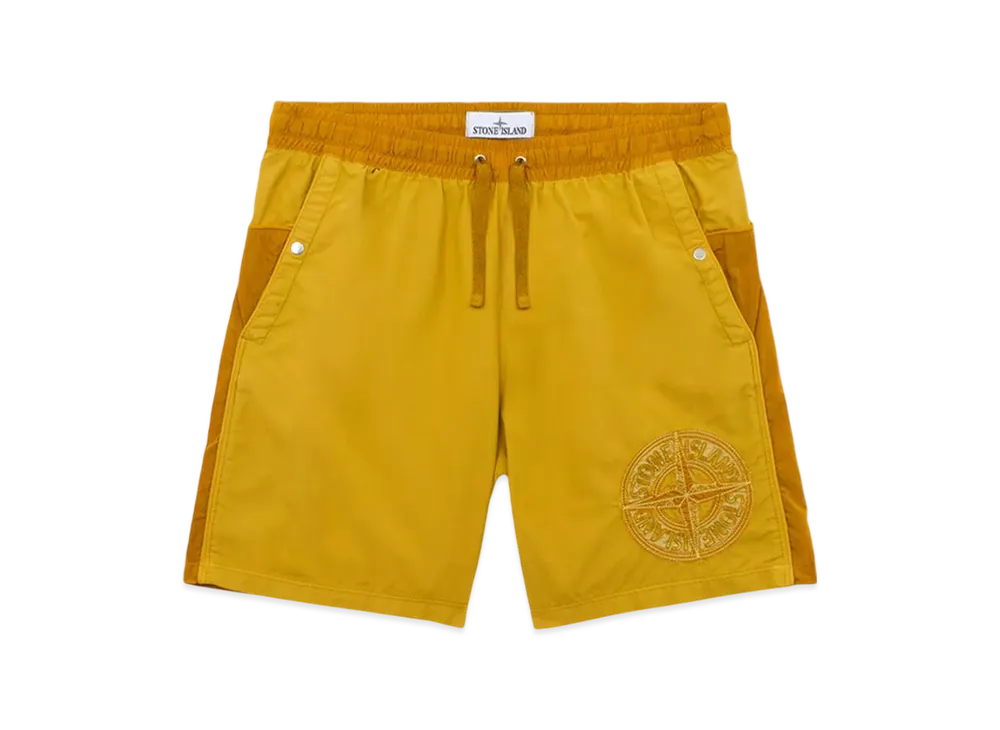 Stone Island B01M4 Brushed Nylon Swim Trunks with Zipper Pocket - 24FW "Mustard"