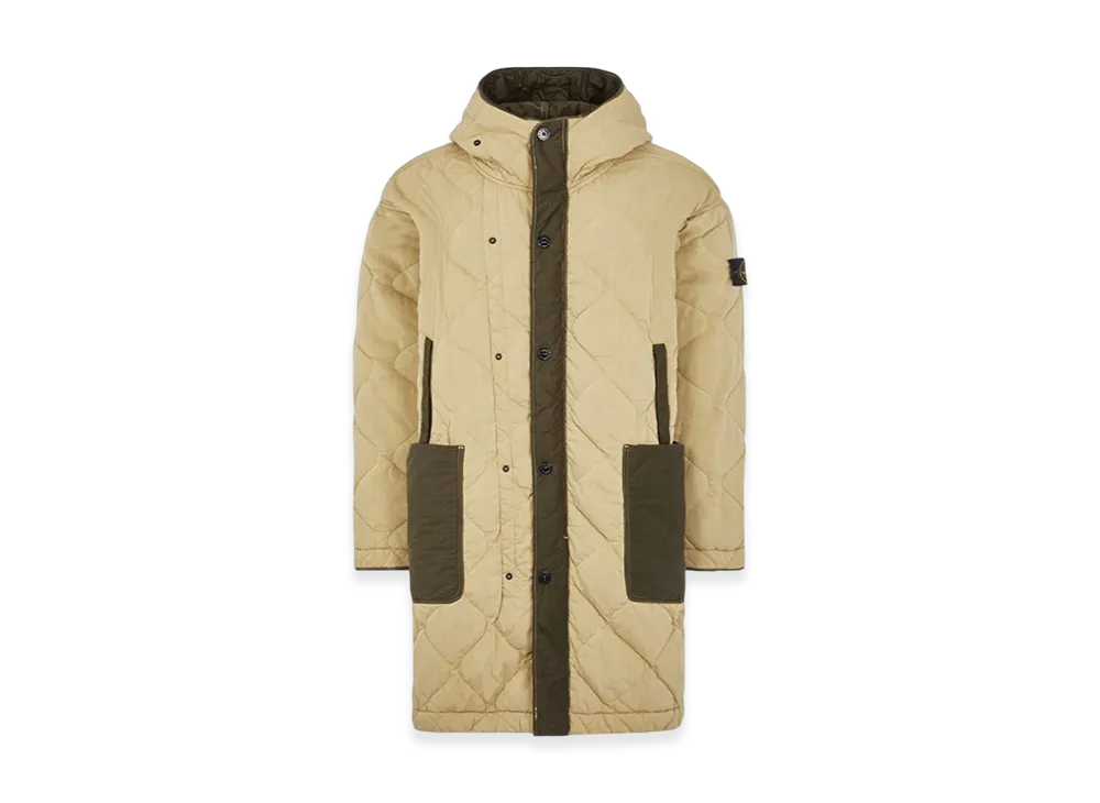 Stone Island 70133 50 Fili Quilted-TC Lightweight Brushed Nylon Cotton Canvas Padded Hooded Parka - 23FW "Ecru"