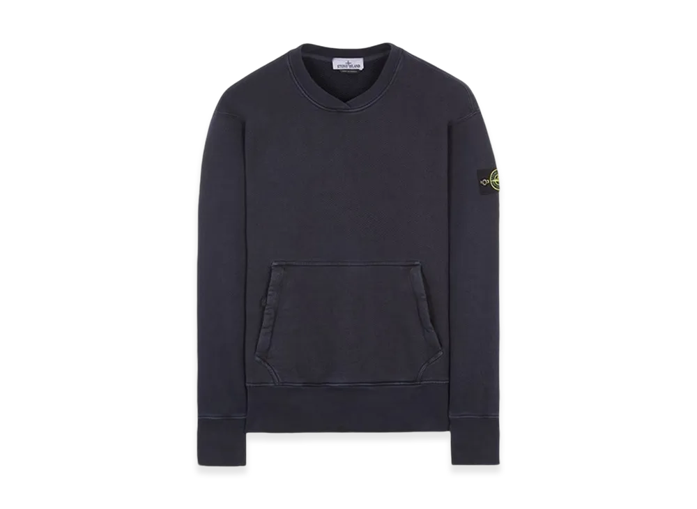 Stone Island 67555 Heavy Textured Fleece Garment Dyed Old Treatment Crewneck Sweatshirt - 23FW "Navy Blue"