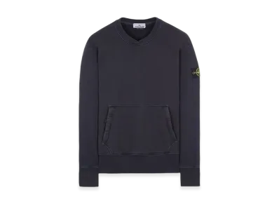 Stone Island 67555 Heavy Textured Fleece Garment Dyed Old Treatment Crewneck Sweatshirt - 23FW "Navy Blue"