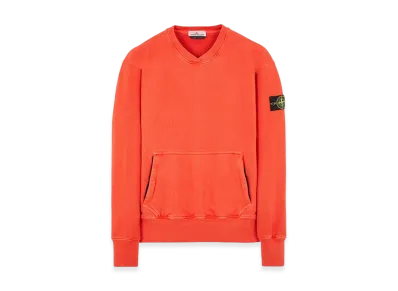 Stone Island 67555 Heavy Textured Fleece Garment Dyed Old Treatment Crewneck Sweatshirt - 23FW "Lobster Red"