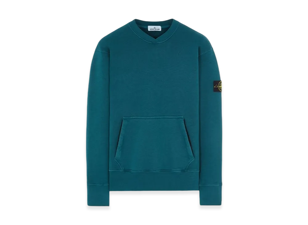 Stone Island 67555 Heavy Textured Fleece Garment Dyed Old Treatment Crewneck Sweatshirt - 23FW "Dark Teal Green"