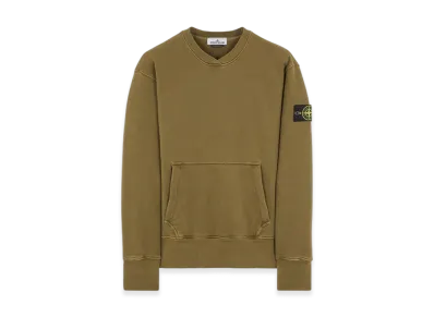 Stone Island 67555 Heavy Textured Fleece Garment Dyed Old Treatment Crewneck Sweatshirt - 23FW "Olive Green"