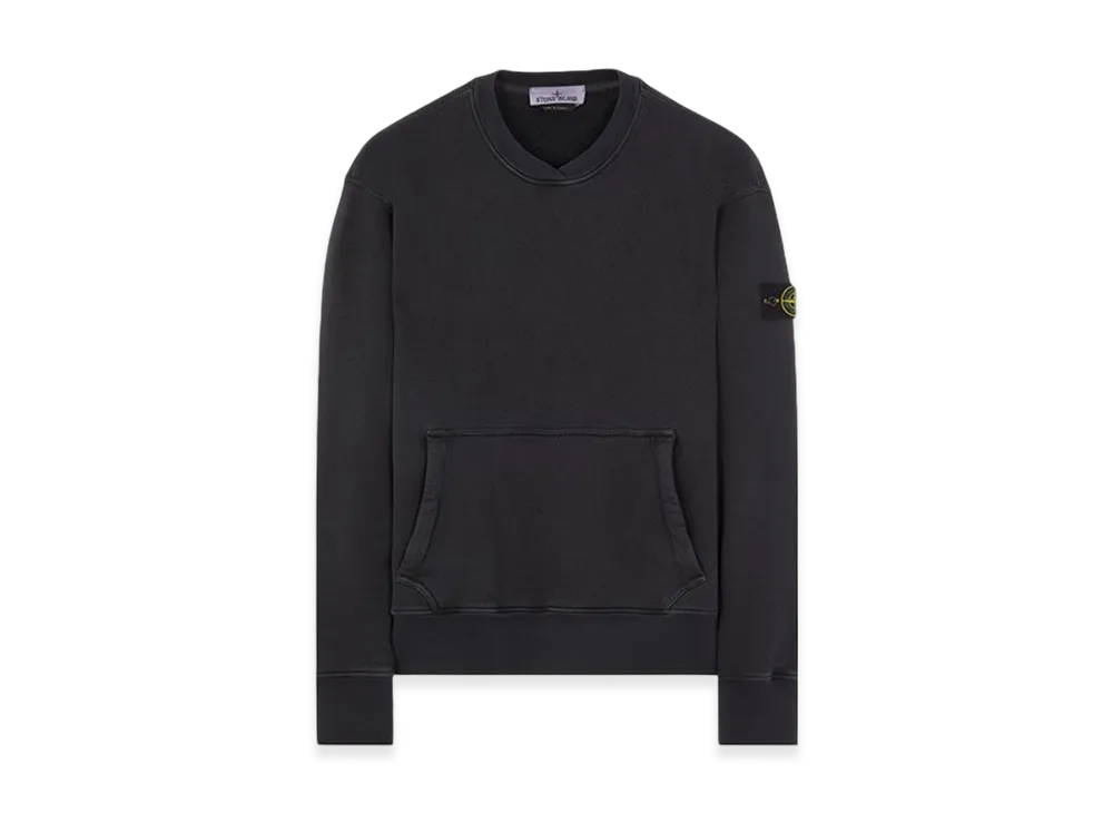 Stone Island 67555 Heavy Textured Fleece Garment Dyed Old Treatment Crewneck Sweatshirt - 23FW "Black"