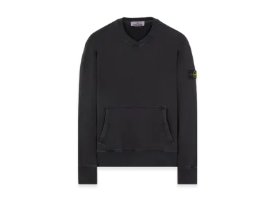 Stone Island 67555 Heavy Textured Fleece Garment Dyed Old Treatment Crewneck Sweatshirt - 23FW "Black"